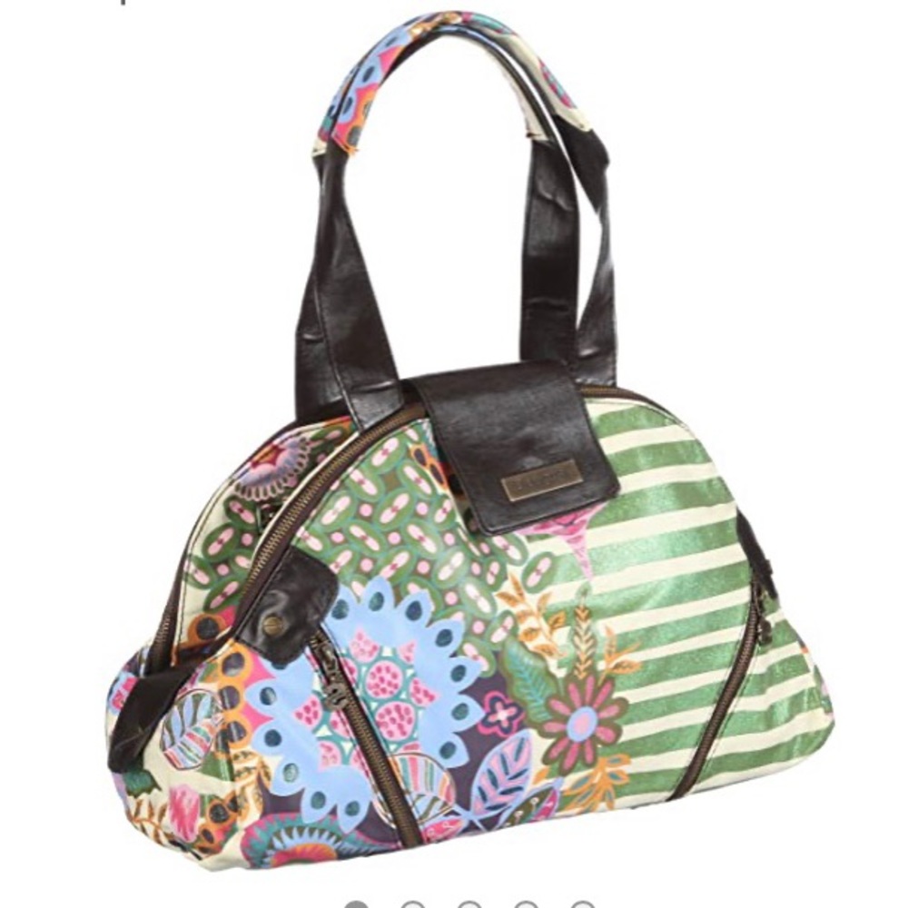 Desigual Floral Satchel Purse with Glitter